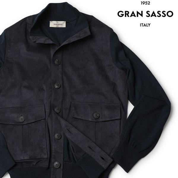 グランサッソ ニットブルゾン 2026SS コットン アルカンターラ スタンドカラー GIUBBINO イタリア製 メンズ GRAN SASSO【返品不可】