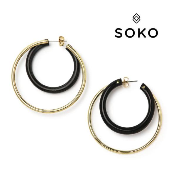 50%OFF】ソコ ピアス 2重 フープ ゴールド SOKO レビュー【返品
