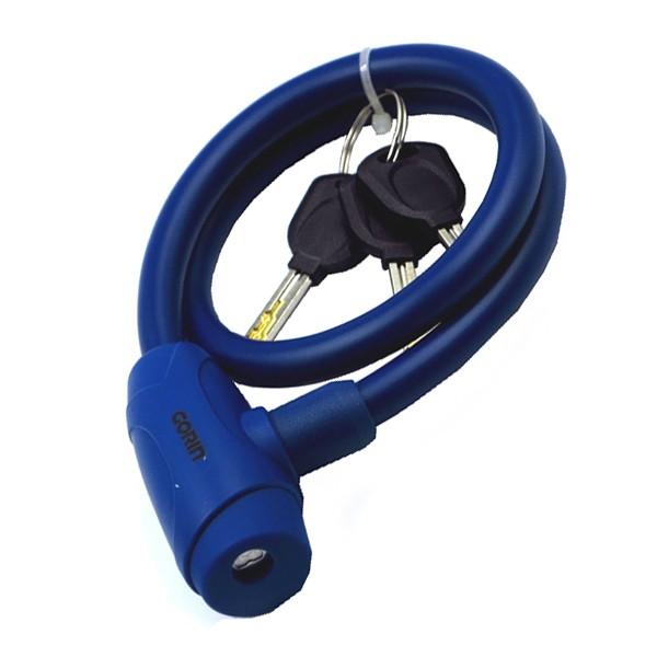 自転車 鍵 ロック ワイヤー錠 G-227W ネイビー ウェーブキー３本 φ12mm×600mm GORIN ゴリン 盗難防止 安心 a-487