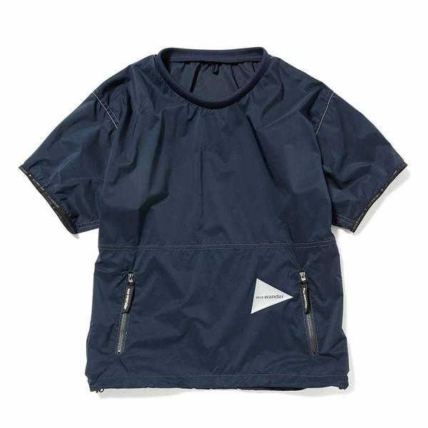 アンドワンダー and wander PERTEX wind T navy パーテックス ウインド