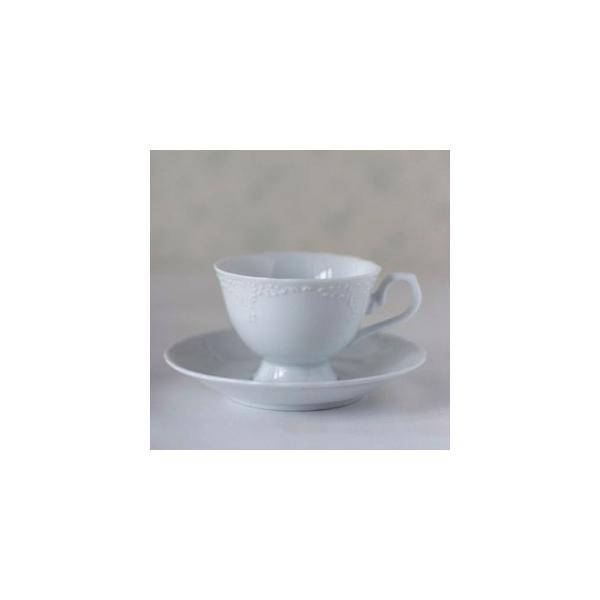 『商品情報』ソーサー：直径約15cmカップ：直径約9.5cm、高さ約7cm『商品紹介』カップとソーサーに細かいレリーフがついて可愛いです。ポーセラーツ 教室、絵付け教室などに通われている方に大人気です！白い食器として日常使いもできます。