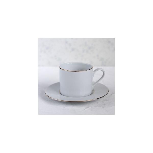 ポーセラーツ 白磁 食器 ゴールドラインシンプルカップ&ソーサー 北欧