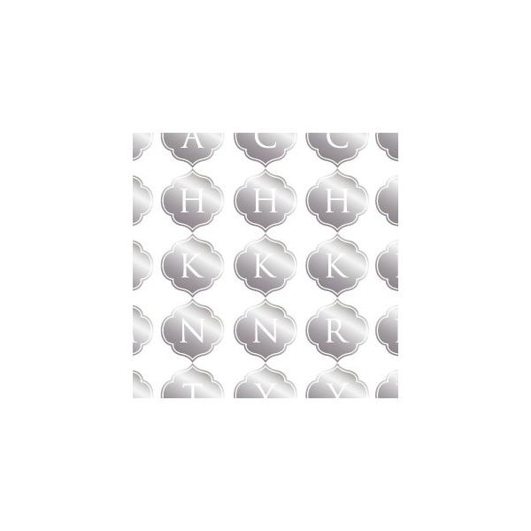 『商品情報』カラー：メタリックシルバー印刷範囲：縦13cm×横20cm推奨焼成温度：800度参考：全て大文字 (縦2.4cm×横2.4cm)2個…C・E・F・I・J・N・R・S・T3個…A・H・M4個…K・Y『商品紹介』オリジナルデザインの...