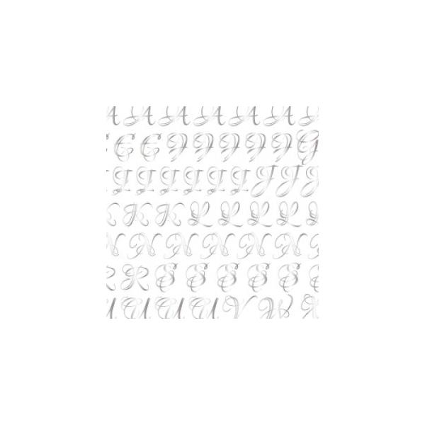 『商品情報』カラー：メタリックシルバー印刷範囲：縦9.6cm×横26.3cm推奨焼成温度：800度電子レンジ使用可。参考：全て大文字 (縦1〜1.5cm×横1〜1.5cm)1個…B・D・G・O・P・Q・V・W・X・Z5個…C・E・F・L・U...