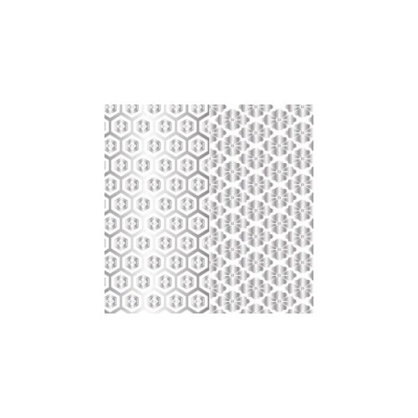 『商品情報』カラー：メタリックシルバー規格：A3印刷範囲：縦26cm×横40cm推奨焼成温度：800度電子レンジ：可『商品紹介』日本の伝統柄のひとつ、亀甲文様と菱型文様のパターンを組み合わせ、モダンで華やかな和風モチーフデザインに仕上げたW...