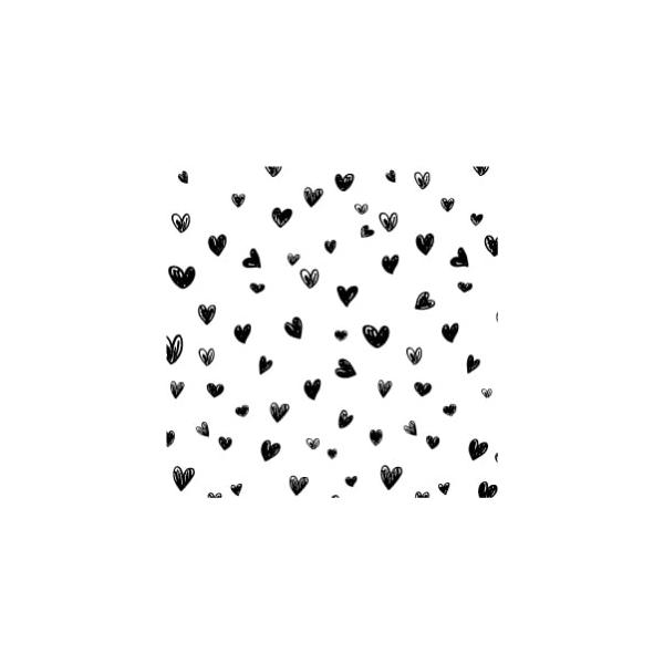 『商品情報』カラー：ブラック規格：A4印刷範囲：縦18cm×横26cm推奨焼成温度：800度『商品紹介』手描きの優しさと暖かみを全面に押し出した、ハート模様のポーセリンアート転写紙です。サイズは「S」と「L」、カラーは「ブラック」と「ダーク...