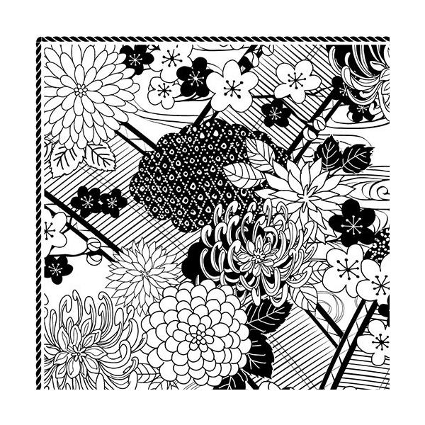 ポーセラーツ 転写紙 WAORI(ワオリ・ブラック) 和柄 花柄 華やか