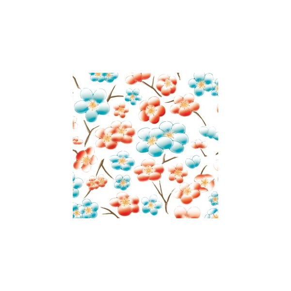 『商品情報』規格：A4印刷範囲：縦26cm×横18cm推奨焼成温度：800度花の大きさ：最小約0.6cm〜最大約2.5cm『商品紹介』かわいらしい「梅の花」をモチーフに、レッドとブルーのコントラストでシノワズリ風に仕上げました。中国茶器や湯...