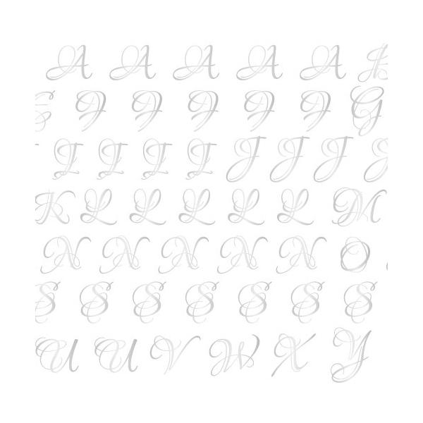 『商品情報』カラー：プラチナ印刷範囲：縦9.6cm×横26.3cm推奨焼成温度：800度参考：全て大文字 (縦1〜1.5cm×横1〜1.5cm)1個…B・D・G・O・P・Q・V・W・X・Z5個…C・E・F・L・U7個…A・H・I・J・K・M...