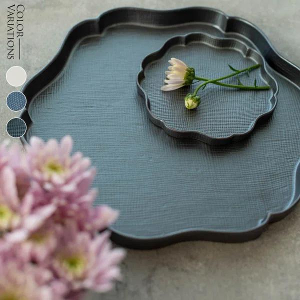 食器 お皿 和皿 おしゃれ 輪花プレート(ブラック)(ネイビー)(ホワイト