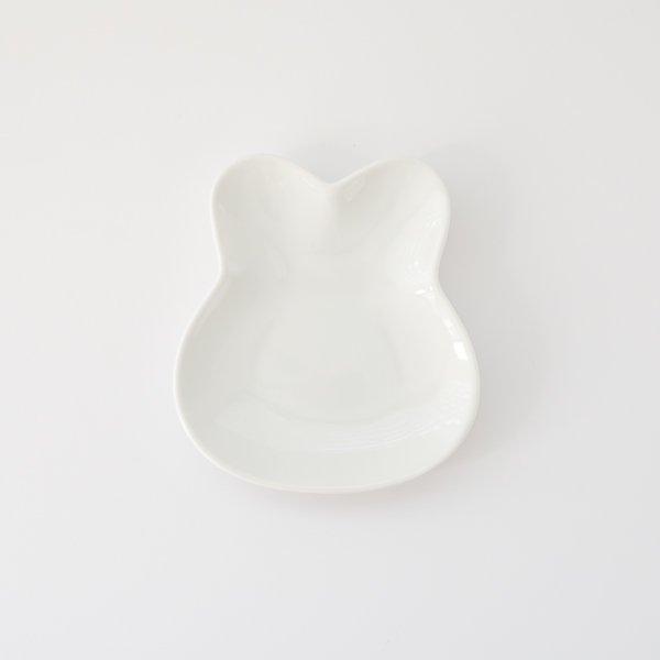 ポーセラーツ 白磁 ウサギのミニプレート/ 真っ白い食器 プレート