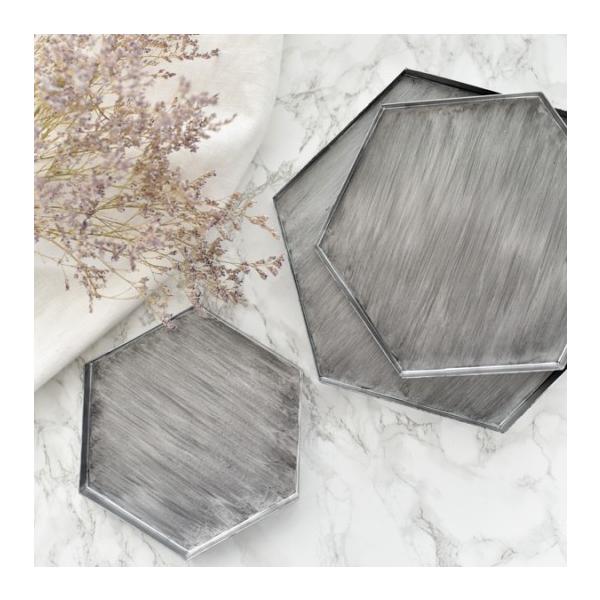 トレー お盆 エレガント アンティーク調 おしゃれ シルバーヘキサゴン