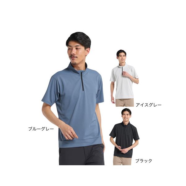グレイソン ハーフジップ ゴルフシャツ ロイヤルブルー ジャカード ハーフジップ半袖シャツ(半袖シャツ・ポロシャツ