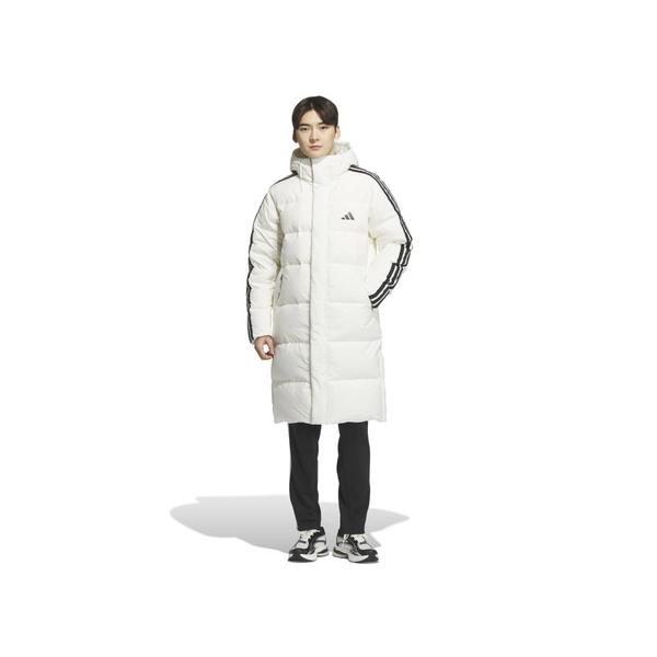 adidas ダウンジャケット 黒/白 ストライプ アディダス メンズ ベンチコート スリーストライプス レギュラー