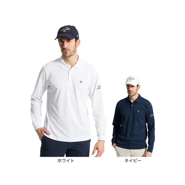 新品 マンシングウェア ゴルフ　サンスクリーン 長袖ポロシャツ/LL/ホワイト マンシング（MUNSING）（メンズ）ゴルフウェア 吸汗速乾 サイド