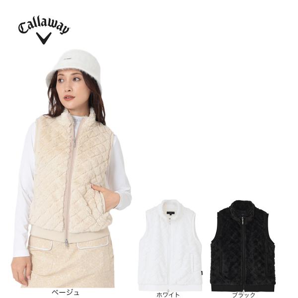 キャロウェイ（CALLAWAY）（レディース）ゴルフウェア ダイア柄カットファーベスト C26216203