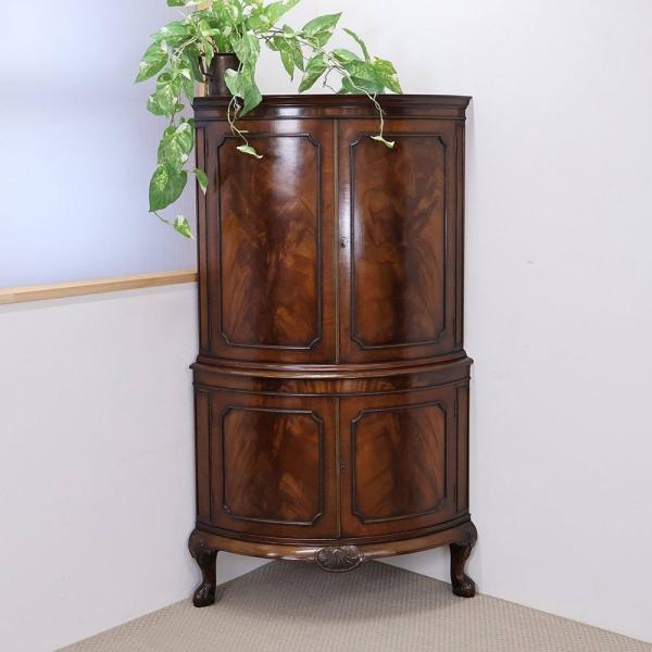コーナーカクテルキャビネット 英国 アンティーク マホガニー材 1930