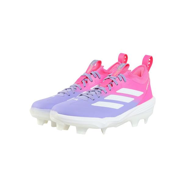 軽量 adidas ピンク スパイク 野球 金具 ミドルカット 26.5㎝