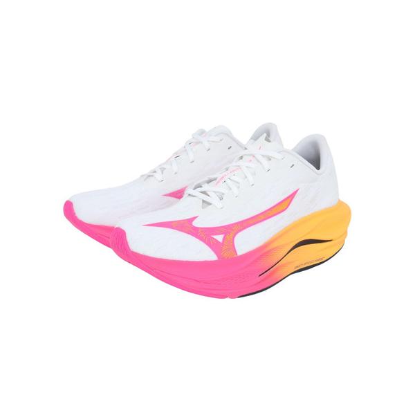 ミズノ（MIZUNO）（メンズ、レディース）ランニングシューズ トレーニングシューズ 部活 ウエーブ リベリオンフラッシュ 3 ホワイト ピンク J1GC251701