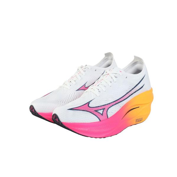 ミズノ（MIZUNO）（メンズ、レディース）ランニングシューズ トレーニングシューズ 部活 ウエーブ リベリオンプロ 3 ホワイト ピンク U1GD253311