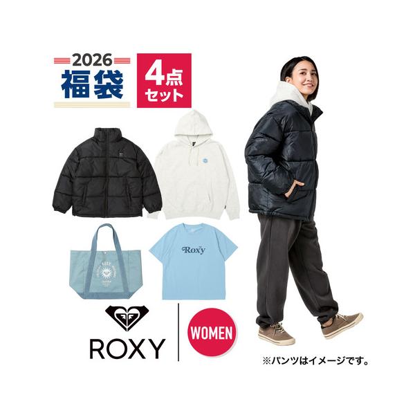 ロキシー（ROXY）（レディース）2026年新春福袋 スポーツ レディス 4点セット 中綿ジャケット スウェットパーカー 半袖Tシャツ トートバッグ