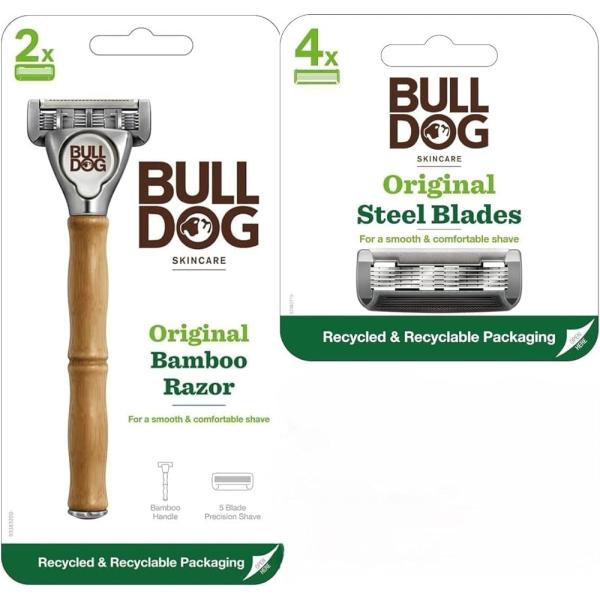 ブルドッグ Bulldog オリジナル バンブーホルダー 替刃2コ付 ＋ オリジナル 替刃（４コ入）安全警告当サイトの商品情報は、お客様が商品を選ぶ際に参考にしていただくためのものであり、医師や薬剤師およびその他の資格をもった専門家の意見に...