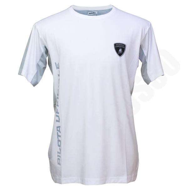 Lamborghini ランボルギーニ Tシャツ ホワイト 半袖 Lamborghini ランボルギーニ メンズ Pilota Ufficiale Tシャツ