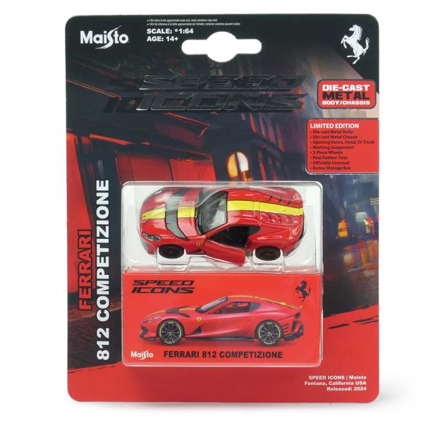 Maisto 1/64スケール SPEED ICONS フェラーリ 812 コンペティツィオーネ レッド MS15709R