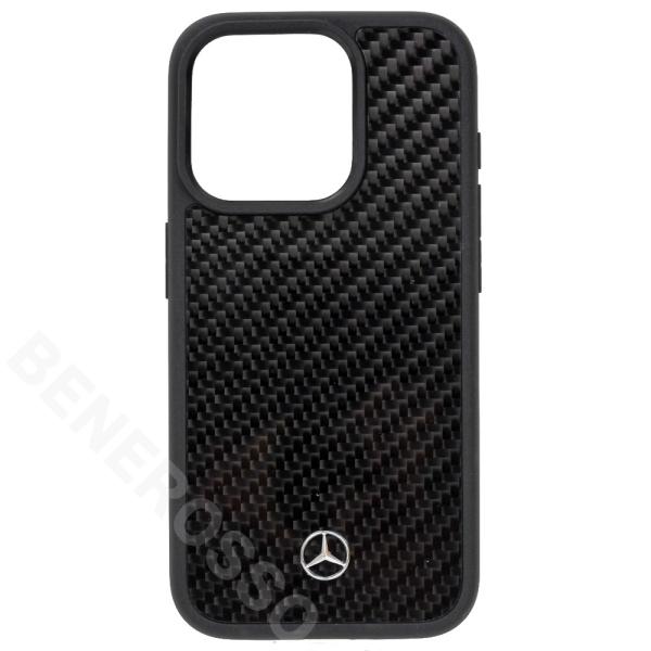 メルセデスベンツ iPhone 15Pro リアルカーボン バックカバー ブラック MEHCP15LRCABK