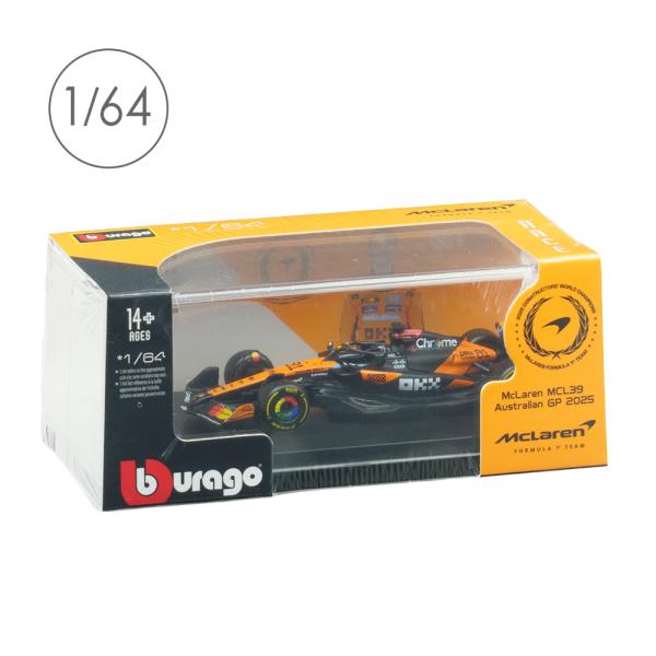 Bburago 1/64スケール マクラーレン F1チーム MCL39 2025 オーストラリアGP #81 O.ピアストリ クリアケース/ドライバー無 BUR58007P