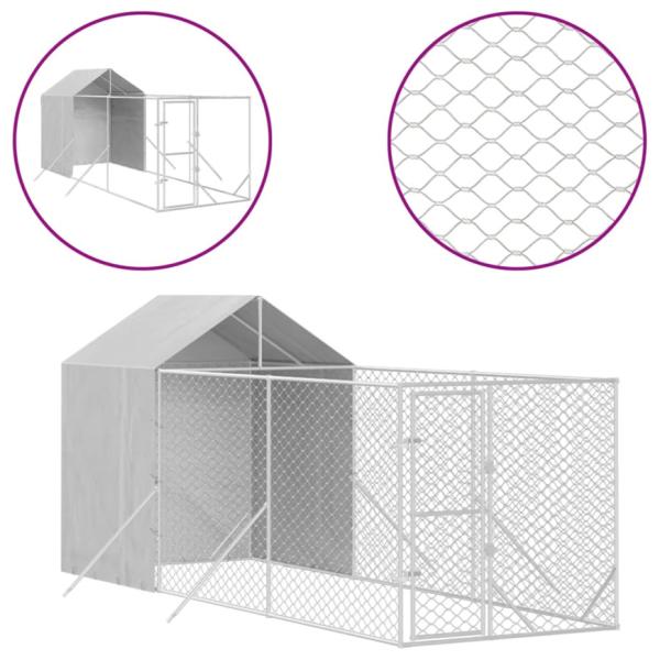 vidaXL 屋外犬小屋 屋根付き シルバー 2x6x2.5 m 亜鉛メッキ鋼製動物 ペット用品 ペット用品 犬用品 犬小屋・ドッグラン 代引不可