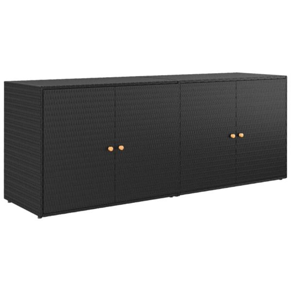 庭用収納キャビネット 198x55.5x80 cm ポリラタン製 ブラック