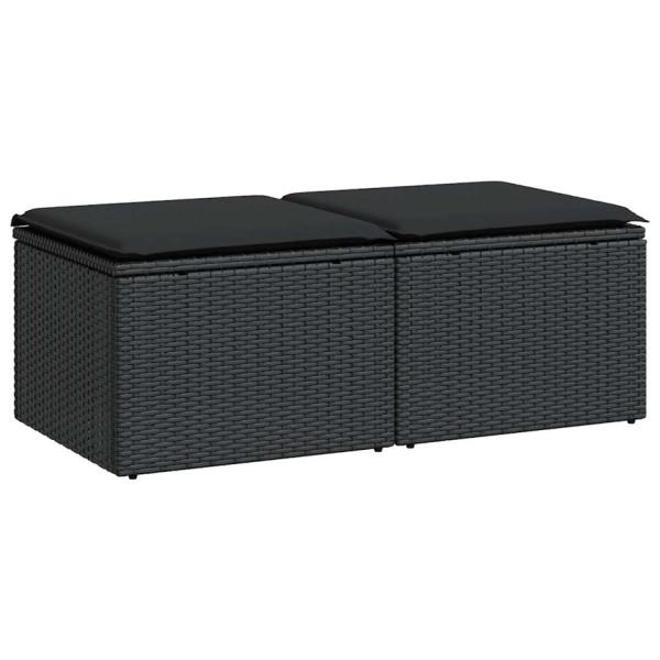 vidaXL 2ピースガーデンソファセットクッション付きブラックポリ籐アカシア