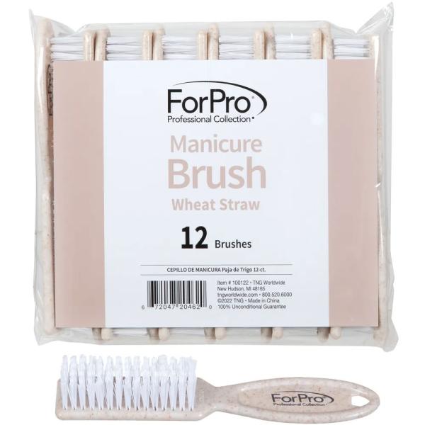 送料無料 ForPro ストレート ウィートストロー プレミアム マニキュアブラシ （12個入り）