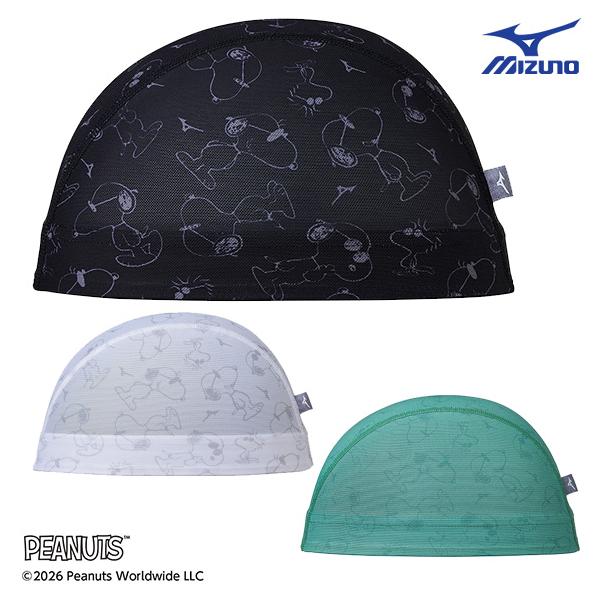 26春夏 MIZUNO ミズノ メッシュキャップ Mサイズ PEANUTS スヌーピー N2JWD332 水泳 競泳 練習 ネコポス発送 代引き不可