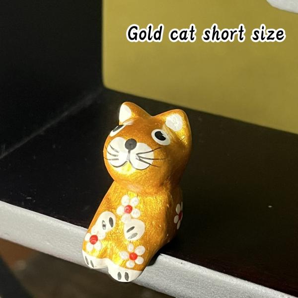 金色の猫の置物 木製 vietnamzakka-hasu_ao46