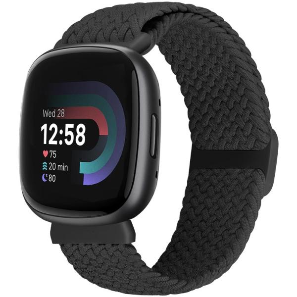 BTTNG 伸縮性のある編組バンド Fitbit Versa 3/Versa 4/Sense 2/Sense 女性男性、調整可能なストレッチ