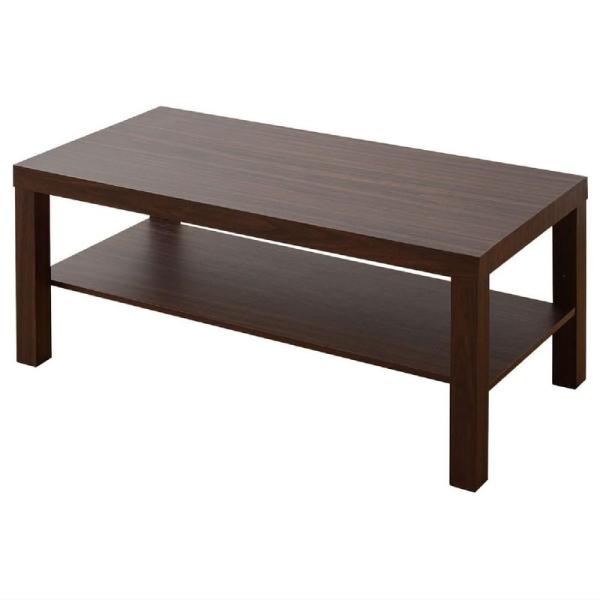 【商品名】　山善 ローテーブル (棚付き) 頑丈だけど軽量 幅90×奥行45×高さ40cm センターテーブル コーヒーテーブル 組立品 ウォルナットブラ 【商品説明】　・天板厚み:45mm・床から棚板までの高さ:14cm・本体サイズ:幅90...