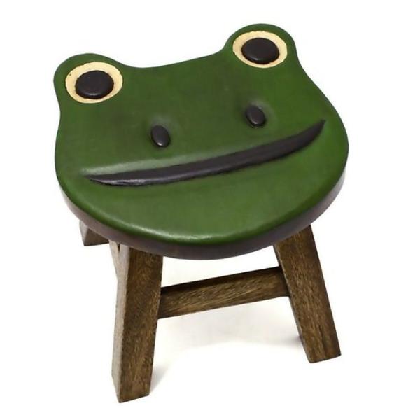 【商品名】　ハワイアン 雑貨/アメリカン雑貨 木製椅子 スツール (カエル) 【商品説明】　・イスを置くだけでも、観葉植物などを置いても素敵です^^オシャレな空間を演出してください。・カエルの顔の木製イスです♪・サイズ：径約25×H23&a...