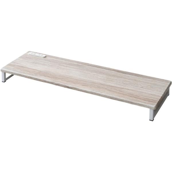 【商品名】　山善 モニター台 幅80×奥行25×高さ8.5cm 2口コンセント付き キーボード収納 PC台 組立かんたん アンティークアイボリー/ホワイ 【商品説明】　・お客様組立品(組立かんたん)・原産国:中国・本体サイズ:幅80×奥行2...