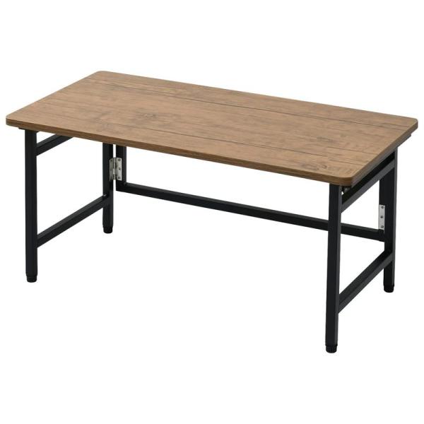 【商品名】　山善(YAMAZEN) 折りたたみテーブル ロータイプ 組立不要(幅80 奥行40 高さ40) アンティークブラウン/ブラック 【商品説明】　・83387・●本体サイズ 幅80×奥行40×高さ40cm　重量6.6kg●折りたたみ...