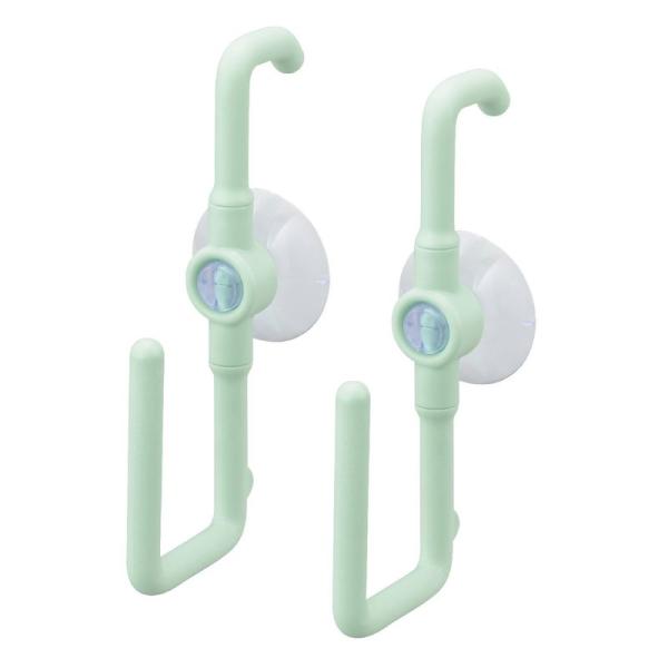 【商品名】　曙産業 フック 2本組 グリーン 日本製 シンク周りのスペースを立体的に有効活用 鍋蓋スタンド スポンジホルダー 小物フック まな板ホルダー 【商品説明】　・サイズ:40x71x130mm・生産国:日本/燕市・素材・材質:本体:...