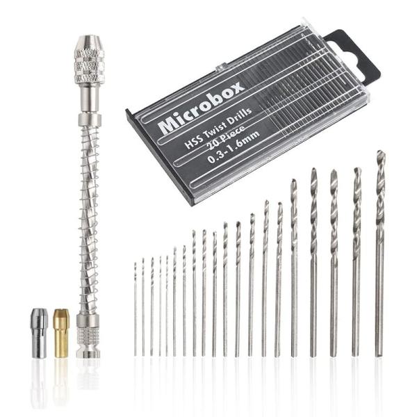 【商品名】　SeonFook 23点セット ピンバイスハンドドリル 合金鋼 0.3-1.6mm ドリル （黄色いチャック0.3-1.1mm+ホワイトチャ 【商品説明】　・?T?C?Y?F20???h?????F0.3-1.6mm?A?s??...