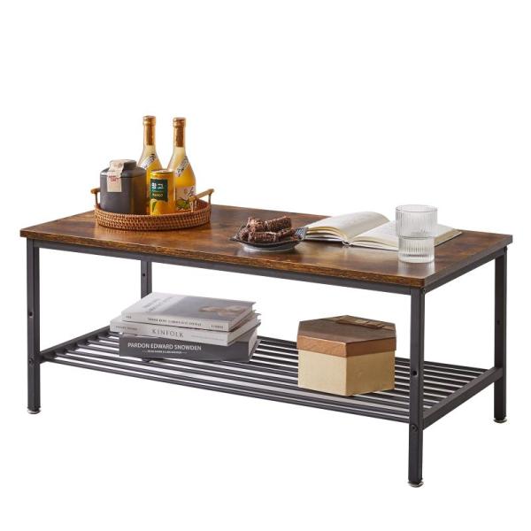 【商品名】　Aibiju ローテーブル センターテーブル 収納棚付き パソコンデスク ロータイプ 丸い角保護 コーヒーテーブル リビング テーブル 90 【商品説明】　・???[?I????????????￥????A???t???????...