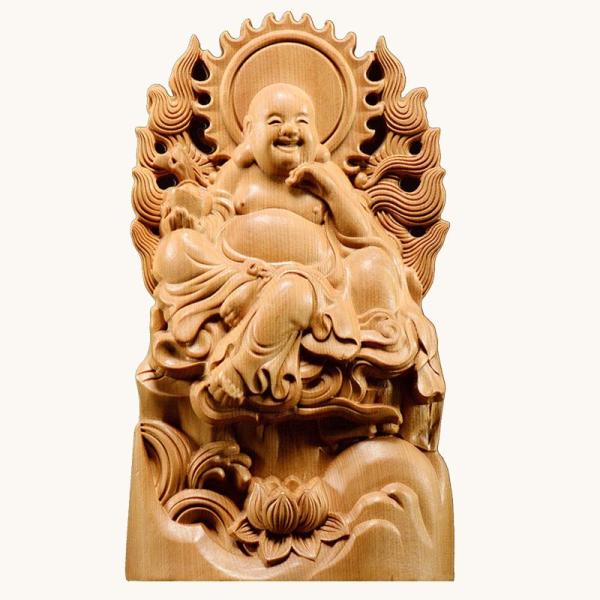 【商品名】　七福神 置物 布袋 天然 崖柏木 仏像 木彫り 風水（高さ20cm×巾11cm×奥行4cm） 【商品説明】　・?y?p?r?z???d??u???A?r?W?l?X???蕨?A???? ???? ?u???A???????u??...