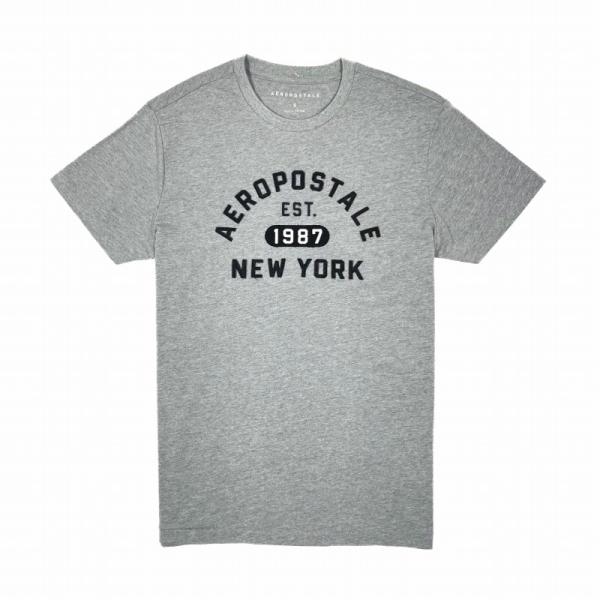 エアロポステール AEROPOSTALE メンズ Men's 半袖 Tシャツ Arch Logo Appliqu? Graphic Tee ミディアムグレー