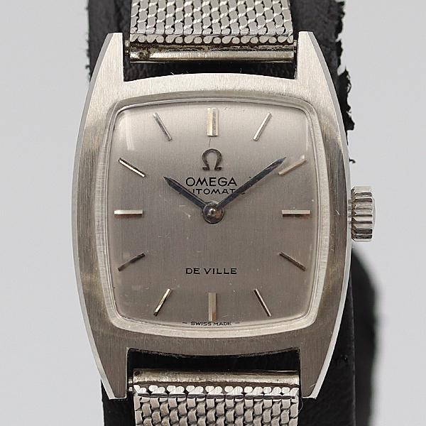 デッドストック級 稼働 良品 オメガ トノー 銀文字盤 AT/自動巻