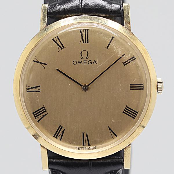 デットストック級 稼働 良品 オメガ 14K/585/YG 手巻き ゴールド文字盤