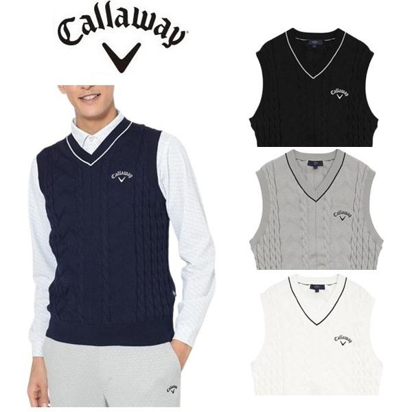 キャロウェイ ゴルフ メンズ ベスト Vネックケーブルニットベスト (MENS) Callaway Outlet Callaway Golf  C25219100 2025年秋冬モデル