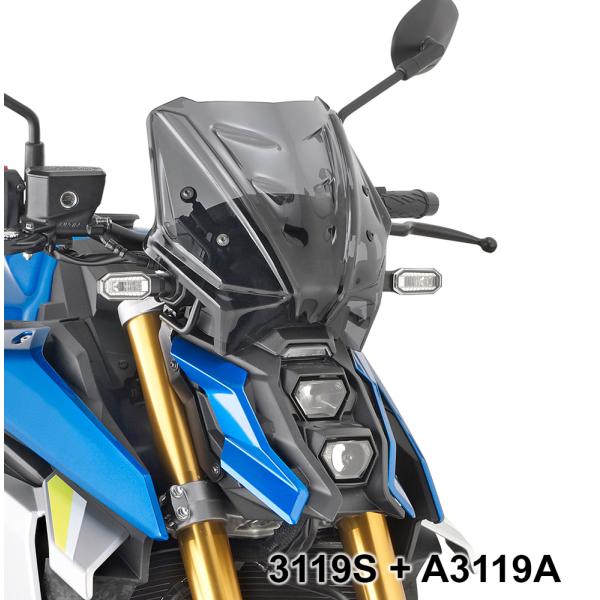 イタリア GIVI スズキ GSX-S 1000 21- 専用 高さ　250ｍｍ　幅　310ｍｍ  スモークスクリーン取り付けステー付属3122S-A3122A